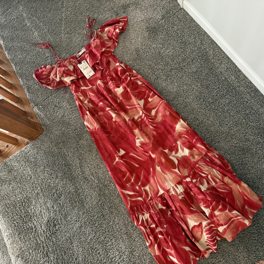 NWT Zara floral printed maxi/midi dress size S - Picture 4 of 8